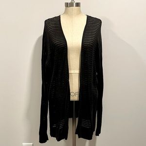 LOFT Black Open Stitch Long Cardigan Size XL